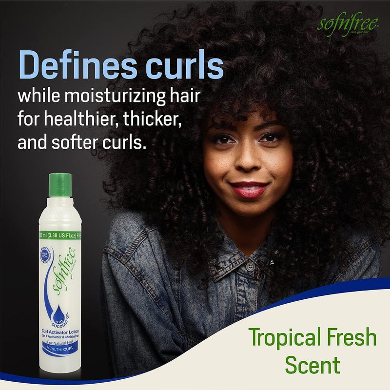 SOFNFREE Sofn’Free Curl Activator Lotion with Coconut Oil - 2 in 1 Activator & Moisturiser for Natural Hair, 33.81 fl oz / 1000ml - Image 4